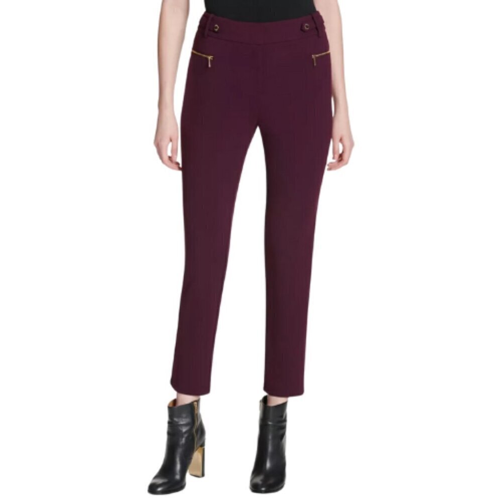 Calvin Klein Womens 16 Stretch High Waist Straight Leg Pants Purple